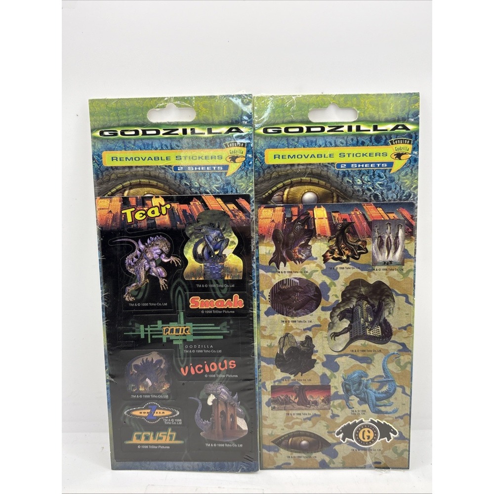 Vintage 1998 Godzilla Collectible Sticker Set Of 2 Stickers Godzilla Sticker - Picture 1 of 9